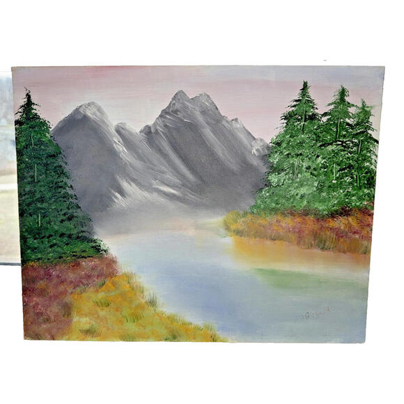 Other - Original unframed Mountain Landscape Oil Painting on Canvas; signed